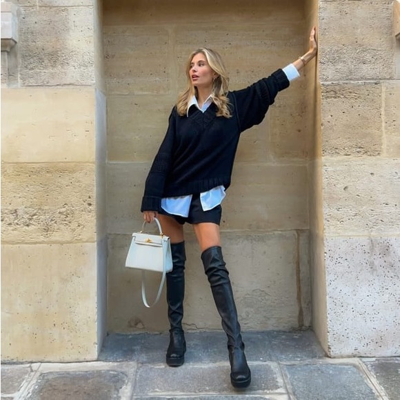 $995 Stuart Weitzman Ultralift platform over-the-knee black boots - Picture 1 of 13